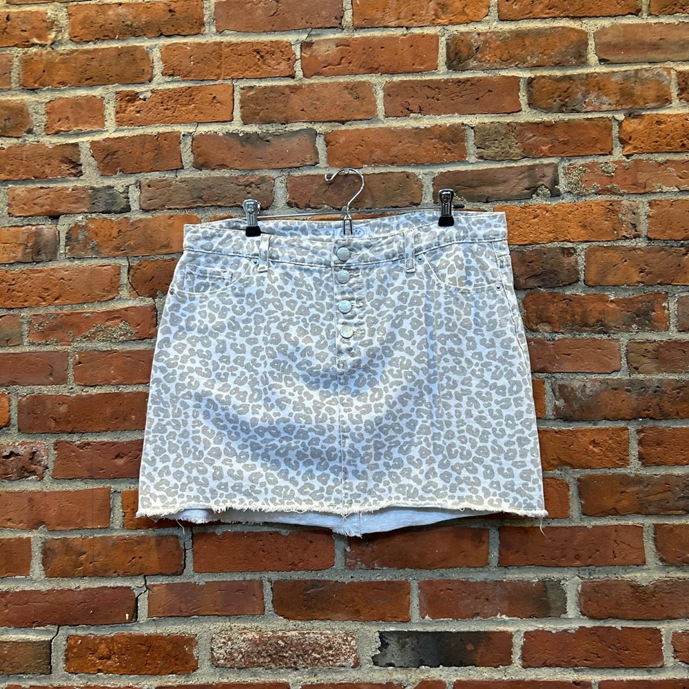 Leopard Print Denim Skirt
